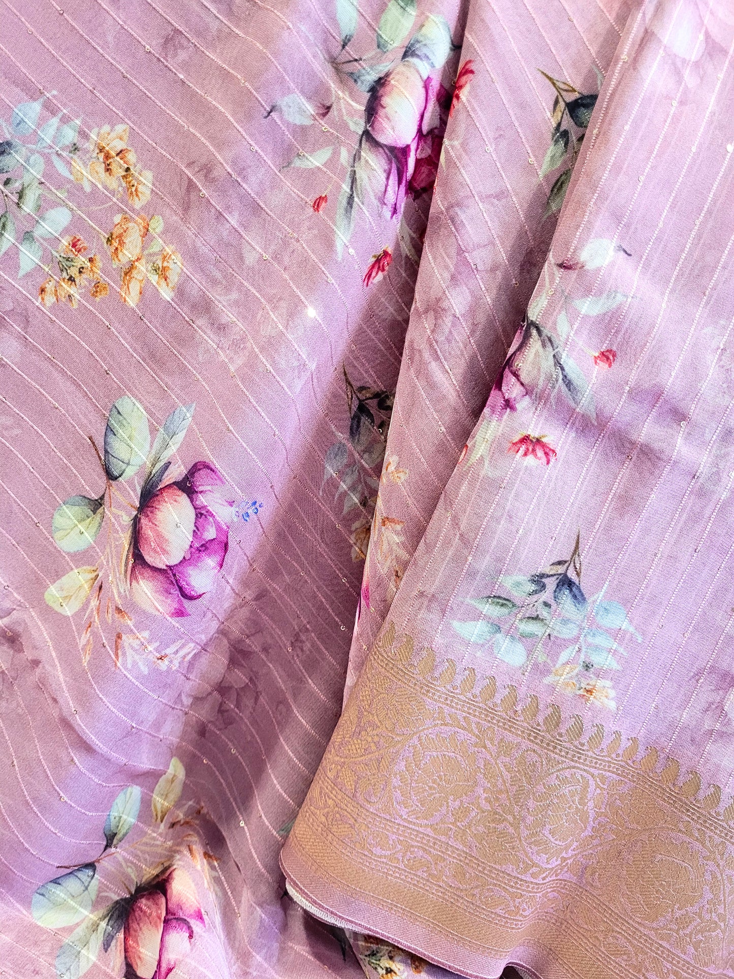 Banaras Georgette Printed Saree