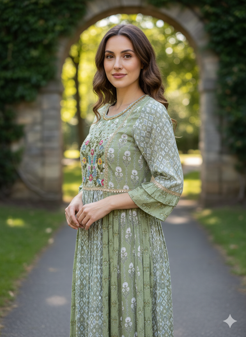 Printed Mul Cotton Gown