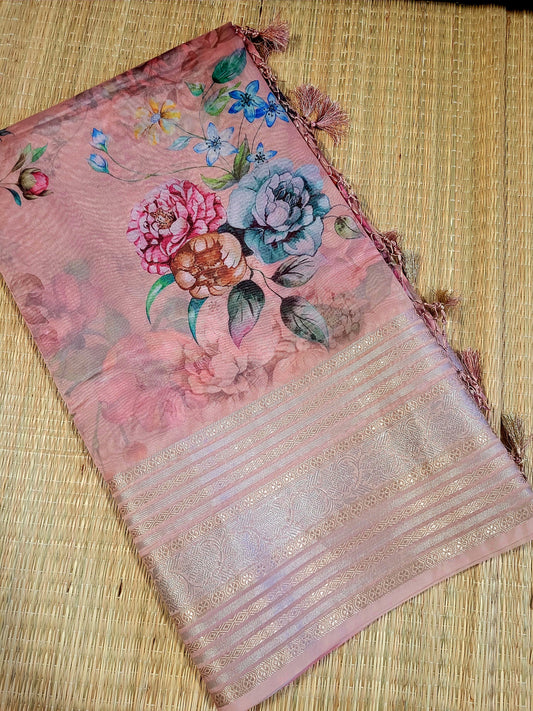 Printed Organza Banaras Saree