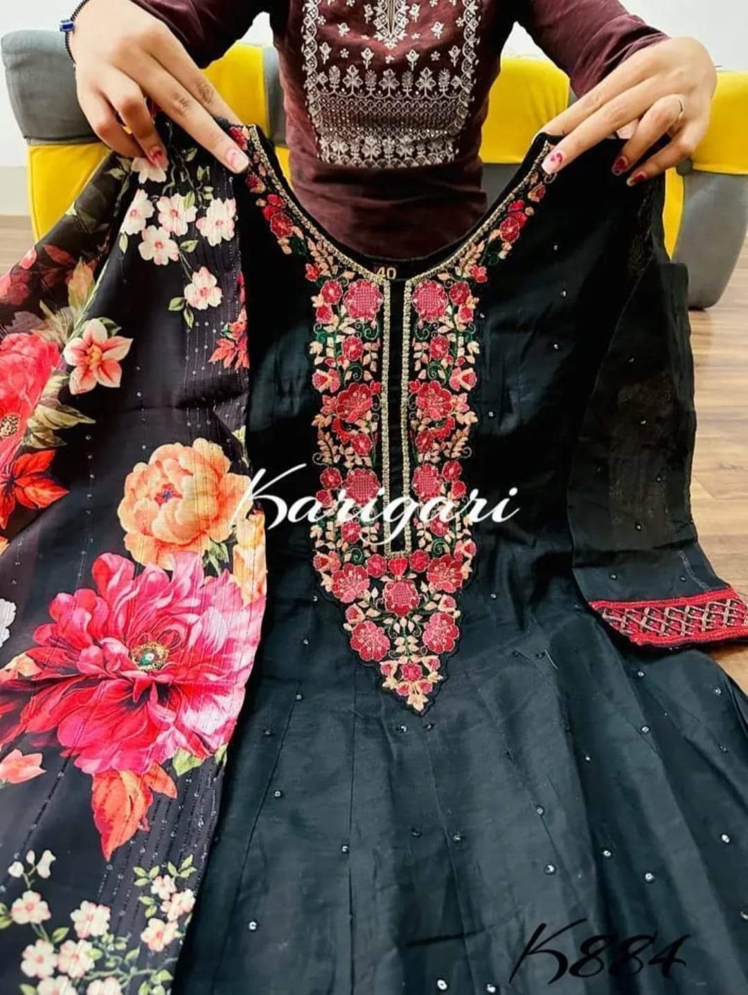 Pure Chanderi Heavy Gown With Dupatta