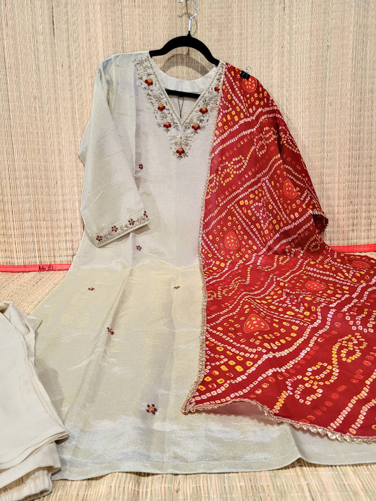 Pure Shimmer Tissue Salwar With Bandhani Dupatta